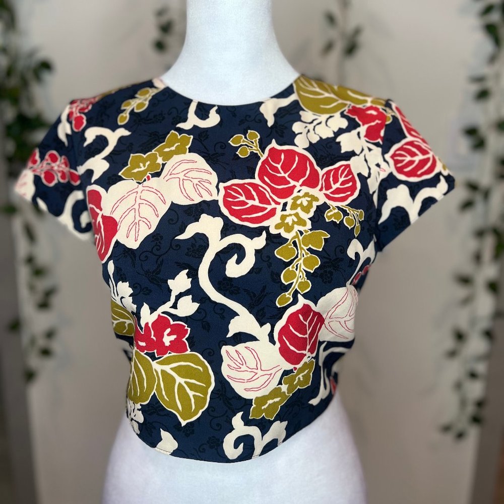Zara Navy Floral Shirt Size Small
